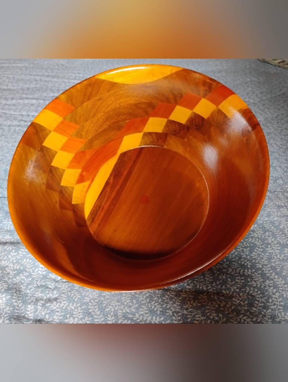 Raffi Wooden Decorative Bowl in Brown and Yellow